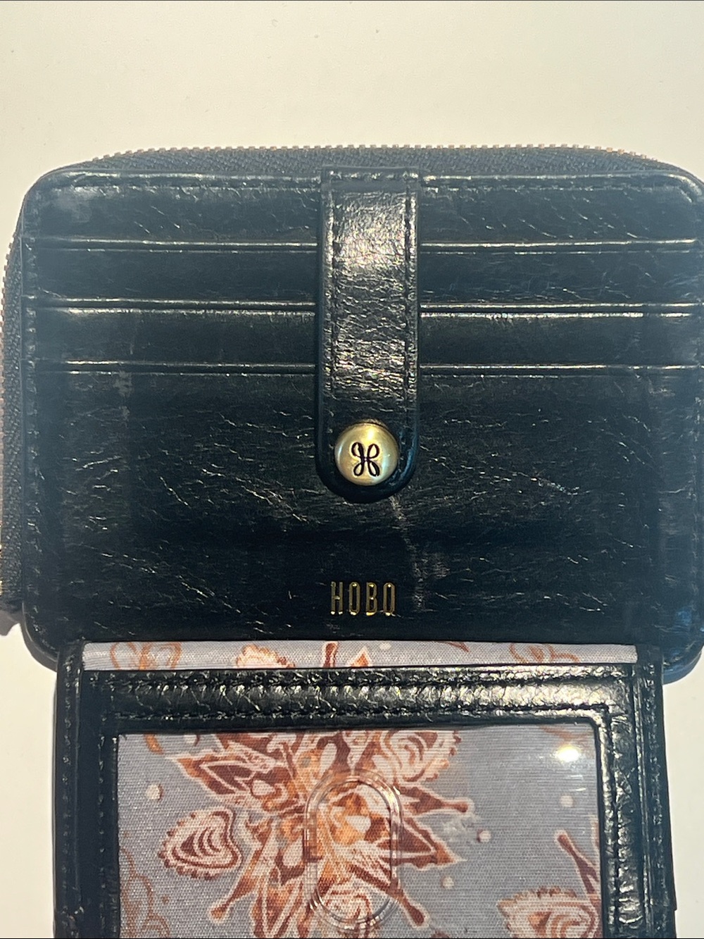 HOBO Black Leather Zip Wallet with Gold Hardware Key Holder Soft Genuine Leather - Picture 12 of 16
